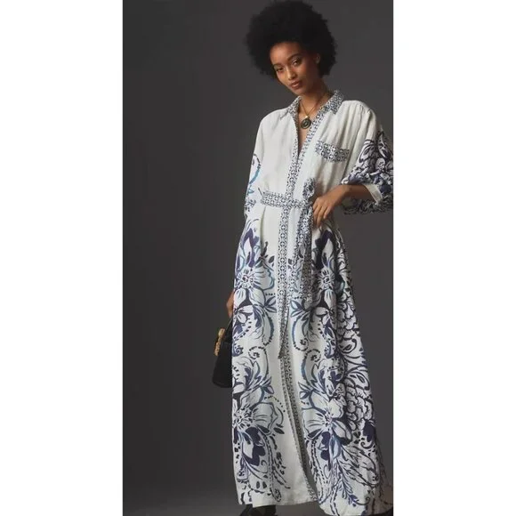 Maeve The Irene Linen Shirt Dress Resort Luxe Coastal Mediterranean XLP Vacation - Picture 2 of 8